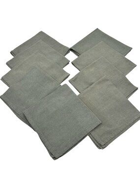 Set Of 9 Home 100% Cotton Table Cloth Napkins Square Sage Green Classic Kitchen